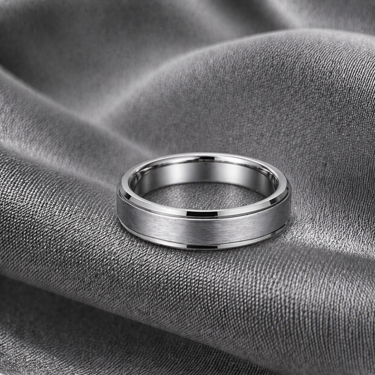 Lunith Erkek Siyah - Gümüş Rengi Döndürülebilir Yüzük