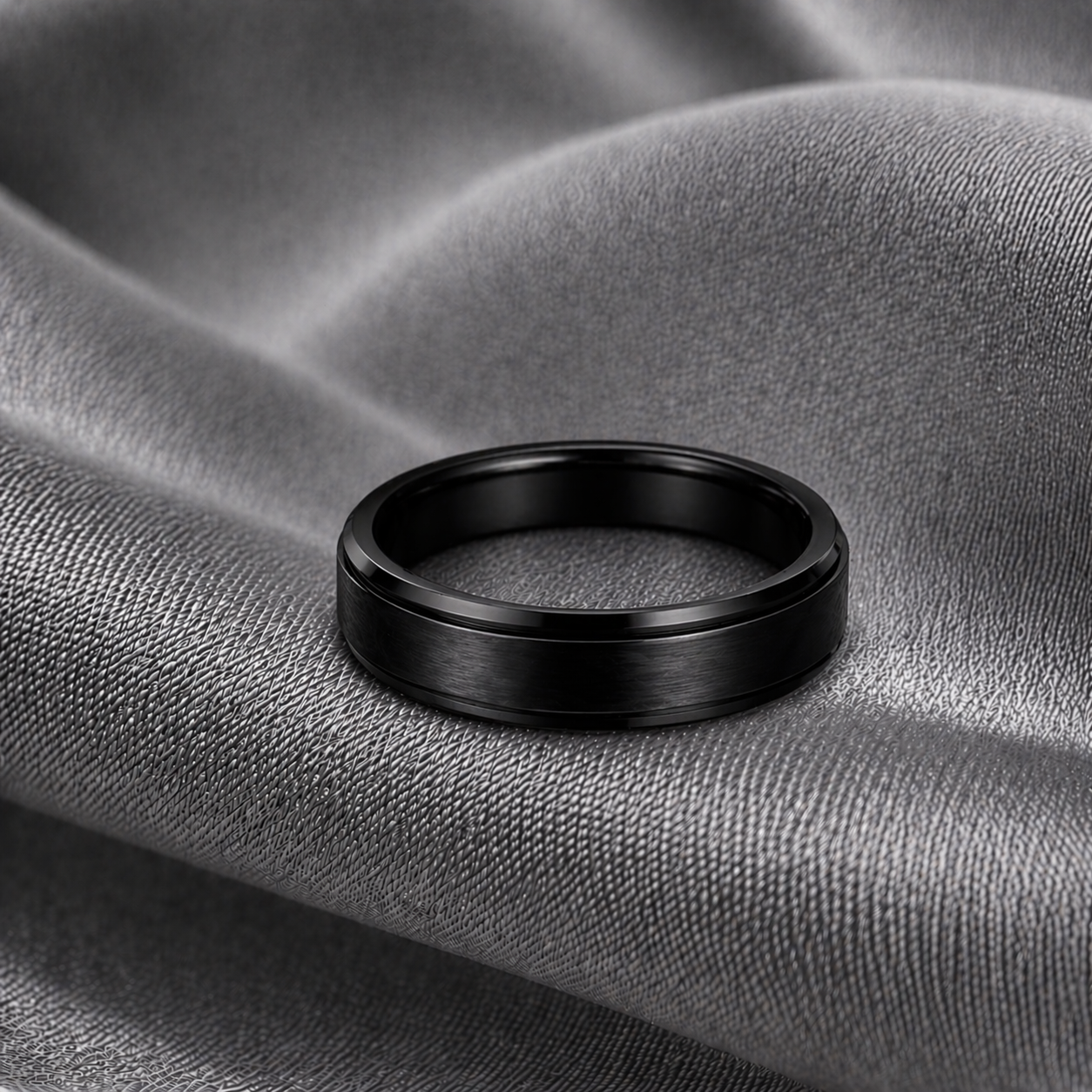 Lunith Erkek Siyah - Gümüş Rengi Döndürülebilir Yüzük