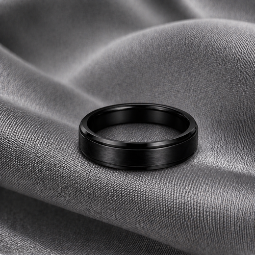 Lunith Erkek Siyah - Gümüş Rengi Döndürülebilir Yüzük